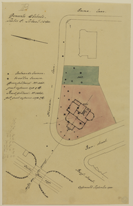 214300 Plattegrond van het perceel voor het geprojecteerde huis Ramstraat 2a op de hoek Museumlaan / Ramstraat te ...